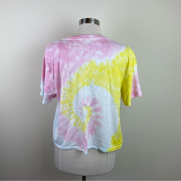 Polaroid Pink Yellow White Tie Dye Camera Short Sleeve Crop Top Women 3XL - Picture 5 of 6